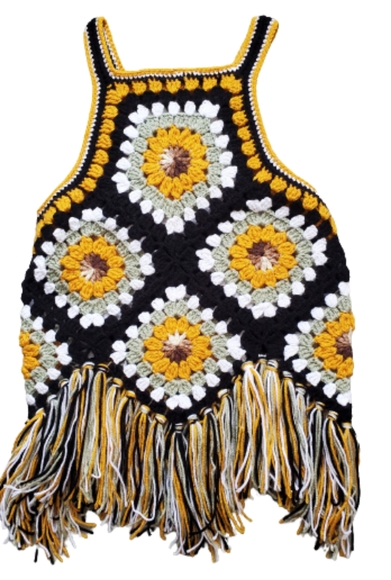 Crochet, blouse‎ with fringes. - Picture 1 of 7